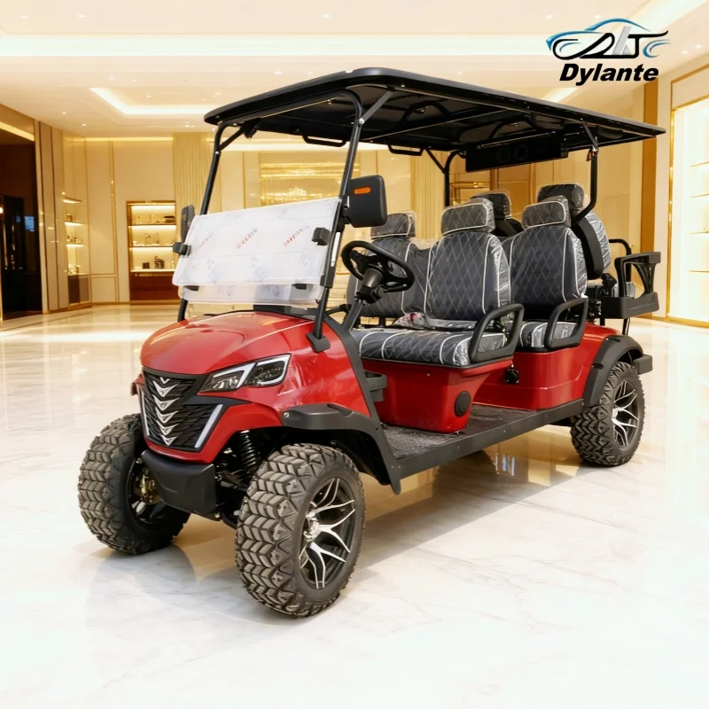 

4-колесная тележка для гольфа для взрослых с питанием от литиевой батареи, внедорожная уличная легальная электрическая тележка для гольфа, маневрируемый руль