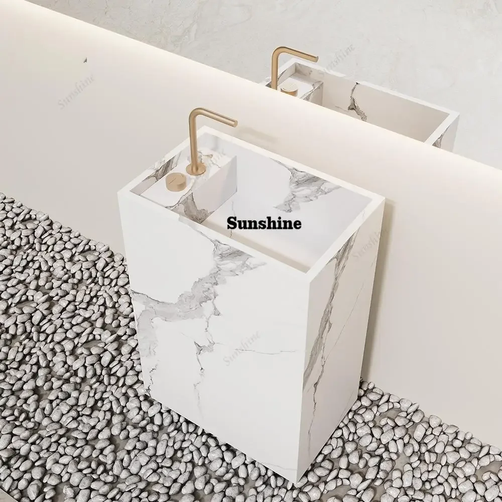 

YFrench Vintage kalala White Pedestal Basin for Outdoor, Balcony, Villa & Resort Bathroom Sink - Freestanding Ceramic Washbasin
