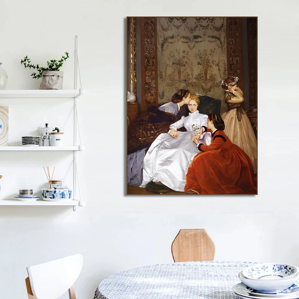 Retro Victorian Moody The Hesitant Fiancée Poster Art Poster Print Baroque Woman Portrait Canvas Painting Feminist Home Decor