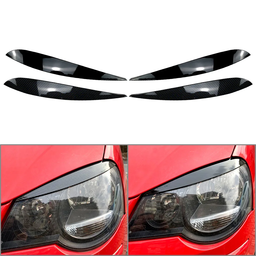 

2x Car Headlight Lamp Eyebrow Eyelid Molding Trim Lid Cover Decorative Accessories For VW Polo 9N 2005 2006 2007 20082009