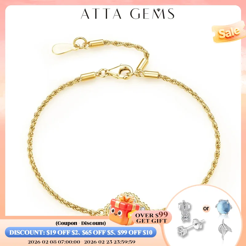 

ATTAGEMS Luxury Bezel Moissanite Bracelet 925 Sterling Silver Chain Bracelets For Women Grils Adjustable Hand Fine Jewelry Gift