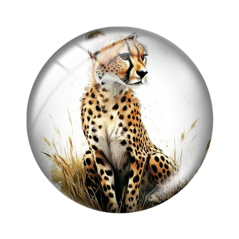 Cheetah Clipart 10pcs12mm/16mm/18mm/25mm Round Photo Glass Cabochon Demo Flat Back Making findings