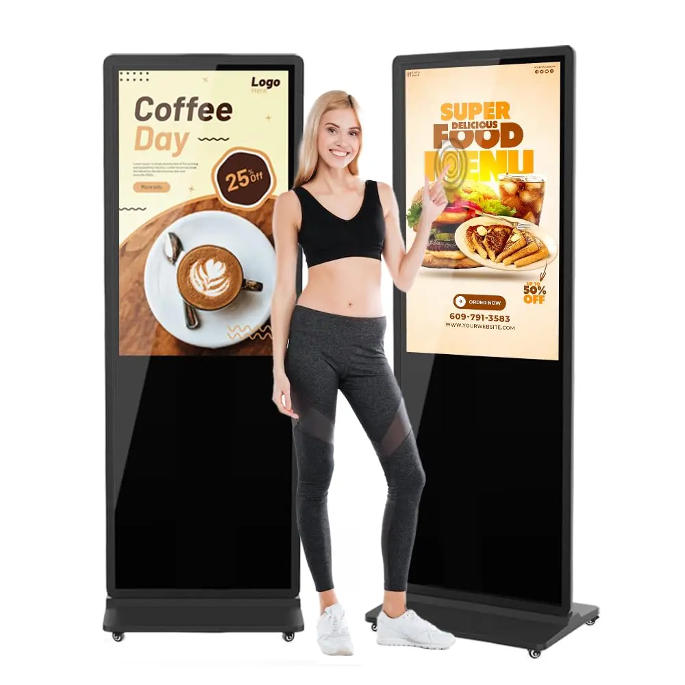 Indoor Floor Standing Digital Signage Advertising Display Kiosk LCD Screen Commercial Totem Monitor with Auto Media Player