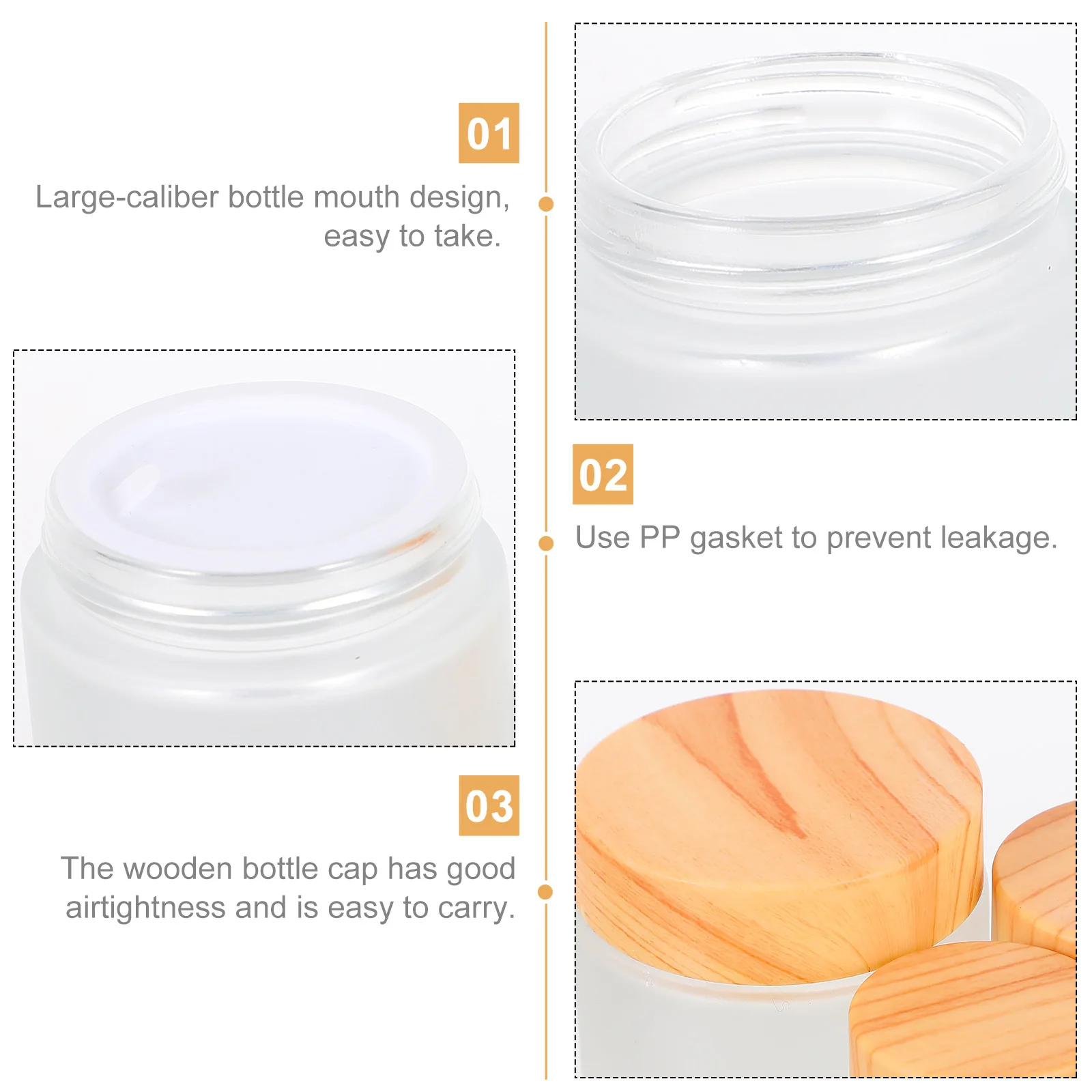 6Pcs Glass Cream Containers Matte Jars Refillable Empty Sample Bottles Travel Storage Leak-Proof Lotion Packaging