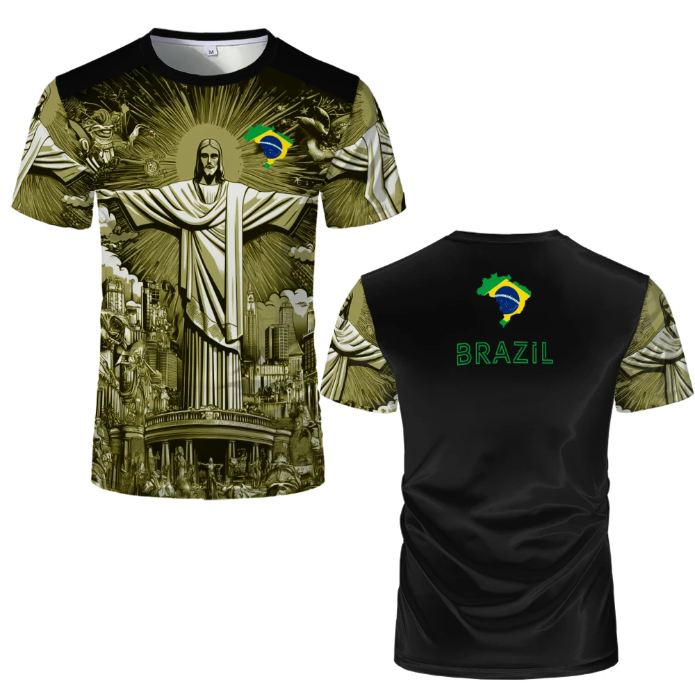 Summer New Brazil Jesus Soccer Jerseys Outdoor Football Training Breathable Uniforms Men'S Quick-Drying Sports Beach T-Shirts