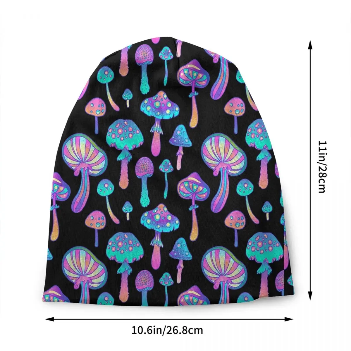 Psychedelic Magic Mushroom Trippy Hippie Skullies Beanies Caps Unisex Winter Warm Knit Hat Adult Bonnet Hats Outdoor Ski Cap