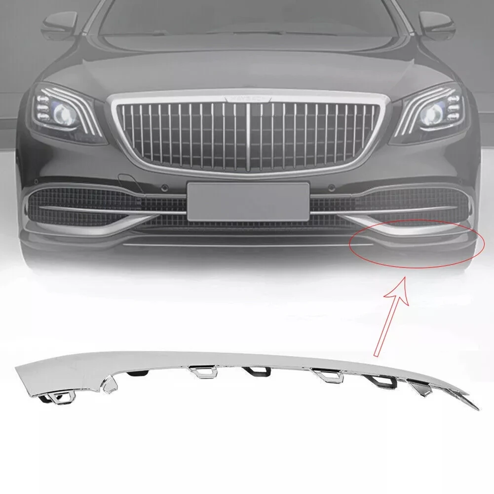 1Pair Front Bumper Bright Strip Lip Trim Chrome Molding for Mercedes W222 S450/560 2018-2020 A2228857700,A2228857800