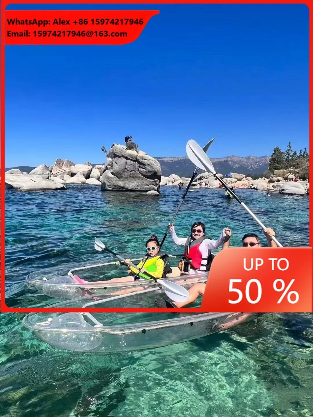 Transparent Kayak Ocean Clear Crystal Sea Touring Kayak Transparent Boat With Led Light