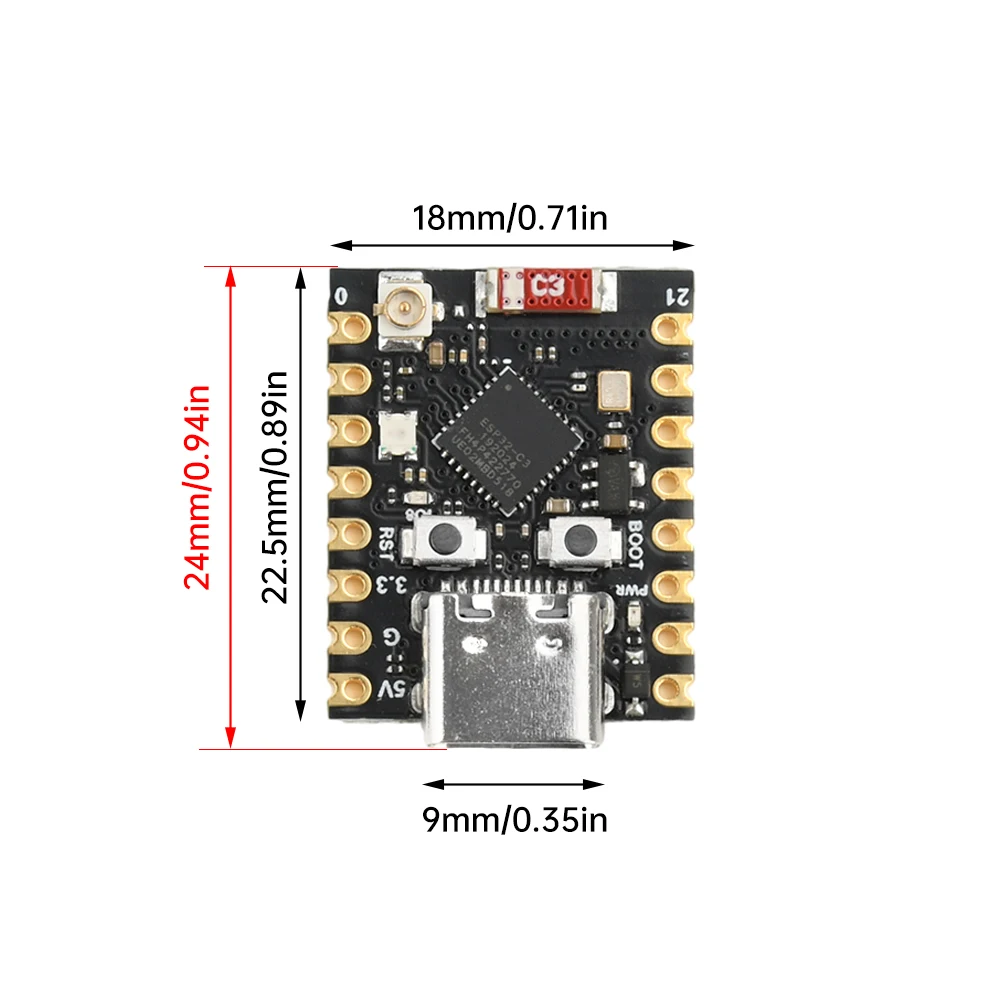 ESP32-C3 SuperMini WiFi Bluetooth مجلس التنمية Type-C واجهة هوائي خارجي غير ملحومة رأس الدبوس