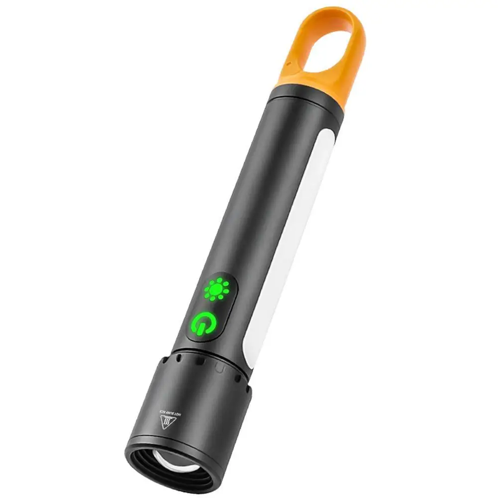 Linterna LED, luz de trabajo, carga rápida USB, lámpara impermeable, Zoom, linterna recargable para acampar, antorcha de bolsillo E7N1