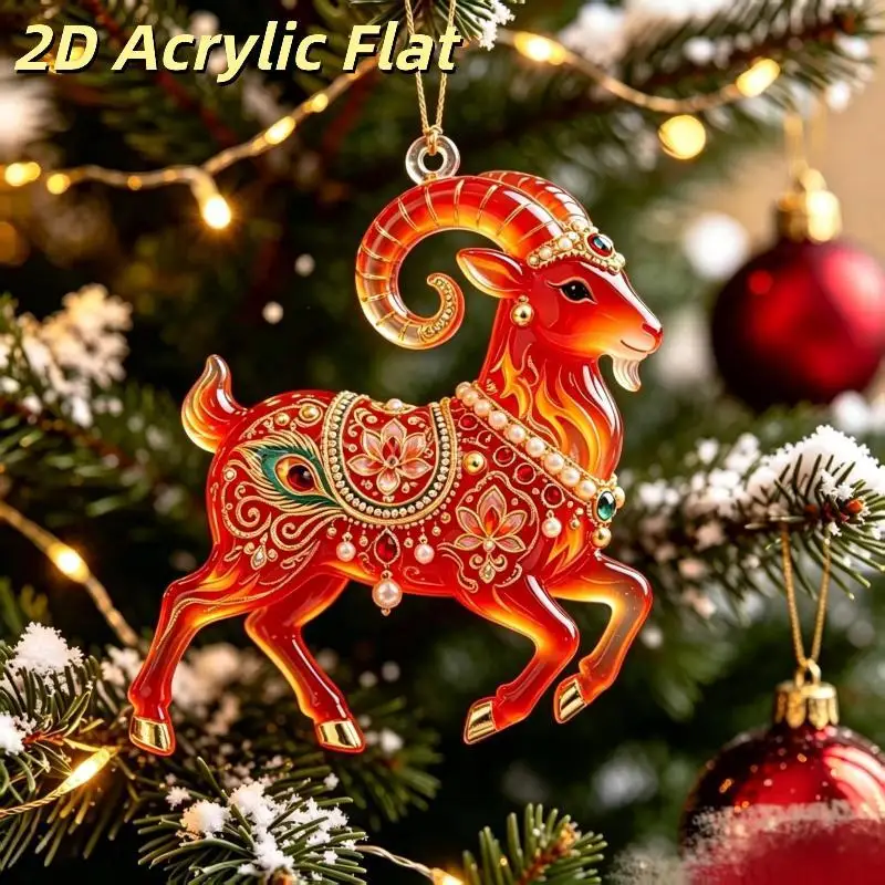 2D 2D Flat Goat Hanging Ornament Acrylic Shining Goat Pendant Simulation Artificial Rhinestone Christmas Tree Ornament Bag Charms - Aliexpress Deal