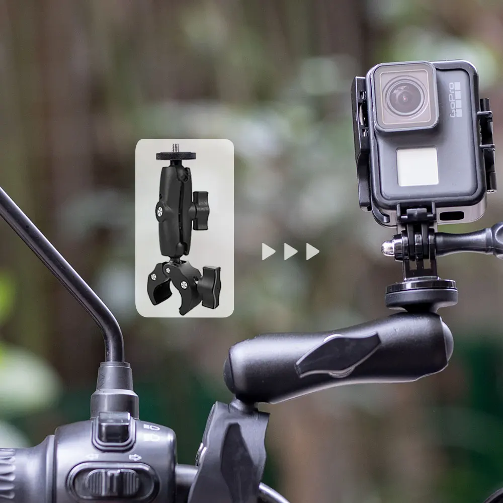 Motorcycle Bicycle Camera Holder Invisible Selfie Stick Handlebar RAM Mount for Insta360 X3 One RS X2 GoPro Max Hero 12 11 10 9