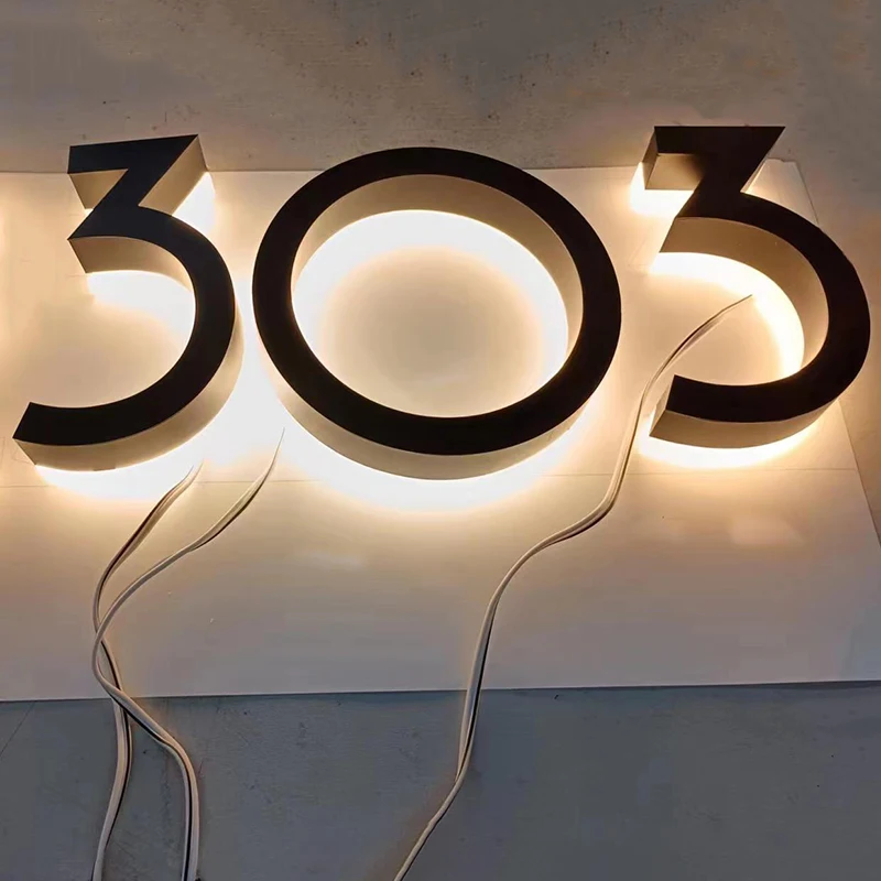 

Premium LED House Number Stainless Steel Baked Paint Backlit Number Lighted Letter Address Signs for Hotel Apartment Door Plates