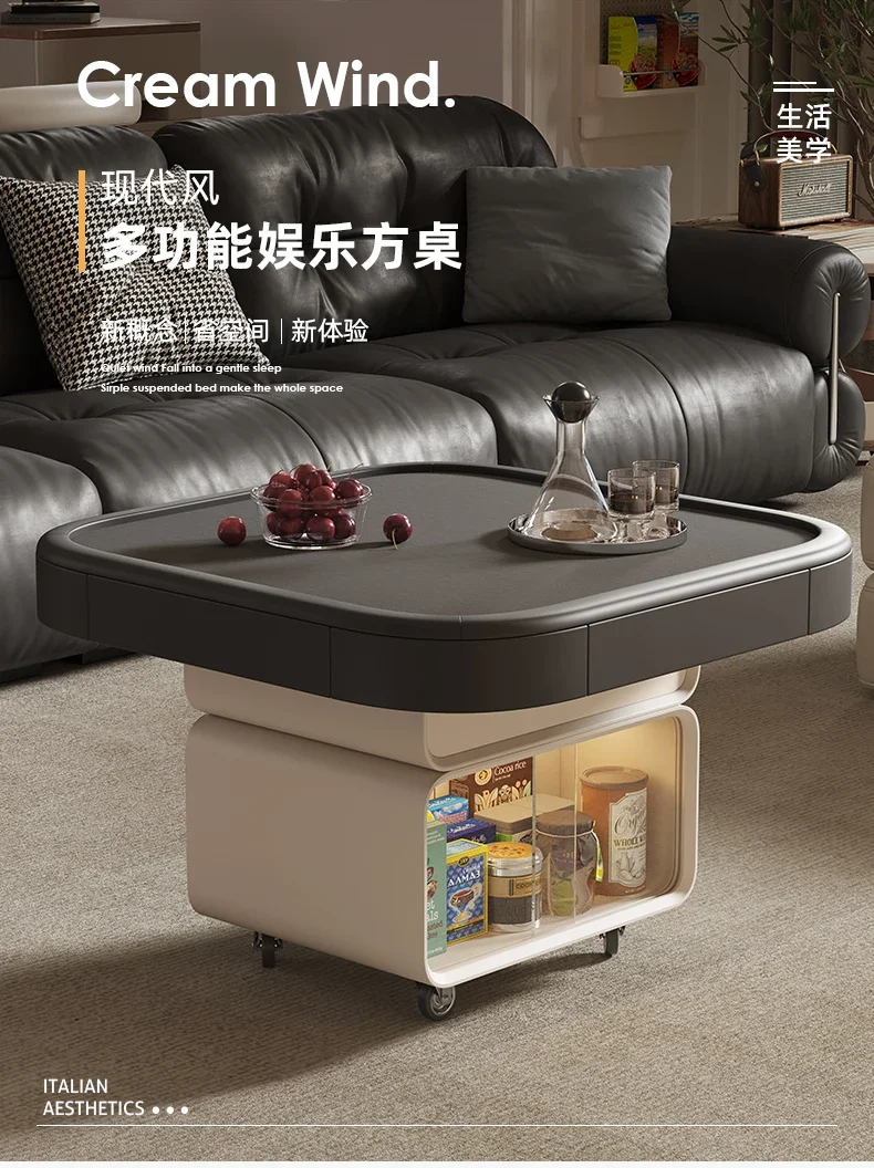 Lifting coffee table living room household simple modern movable dining table dual-purpose multi-functional mahjong table