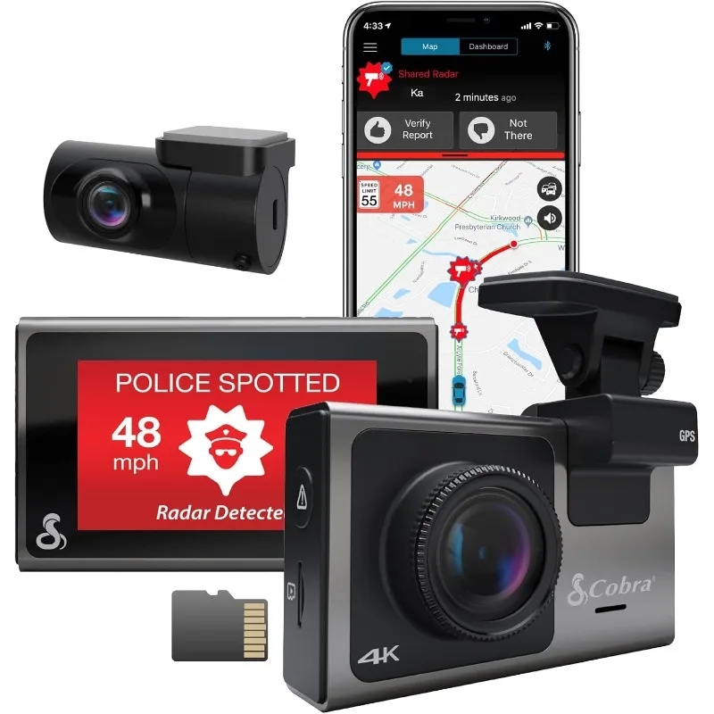 Rear Cam (SC 400D) – UHD 4K Resolution, Alexa Built-In, 3-Camera Capable, Live Police Alerts, Emergency Mayday,