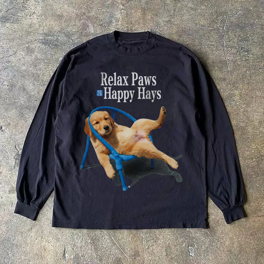 Heavyweight 310g Pure Cotton Long Sleeve T-Shirt American Retro Oversize Streetwear Versatile Comfortable Fit round Neck Top