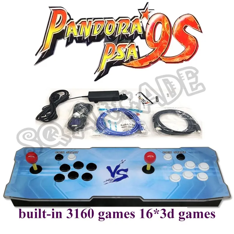 Pandora 9S Arcade Console 3160 in 1 6 Button & Sticker Custom Retro PCB Motherboard with 16*3d Games HDMI VGA Record High Score