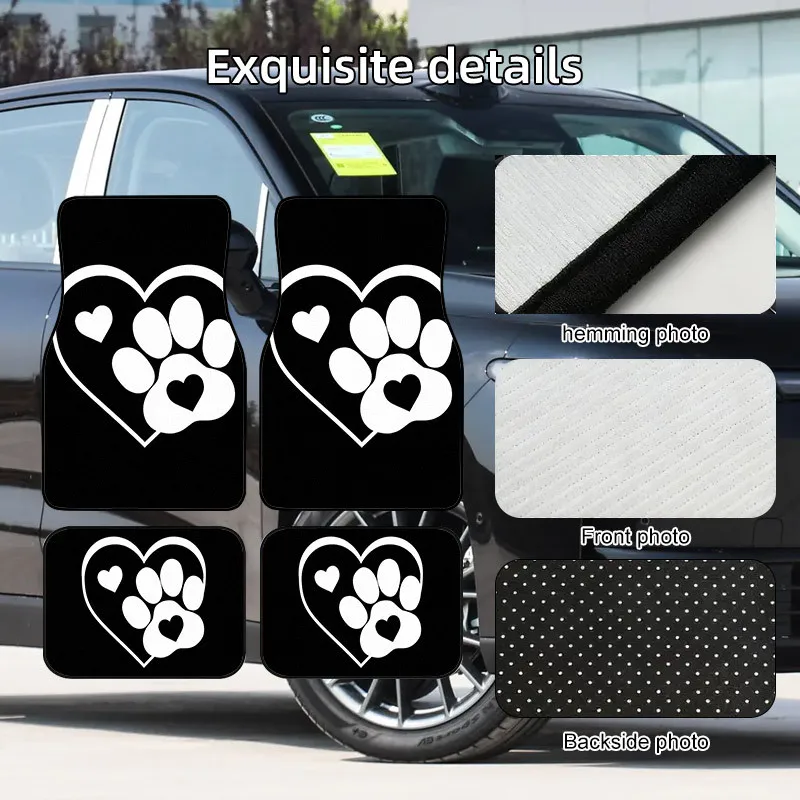 4pcs Floor Mats With Dog Paw Print Design - Durable Floor Liners, Safe And Practical, Ideal Gift Choice, Long-Lasting, Suitable