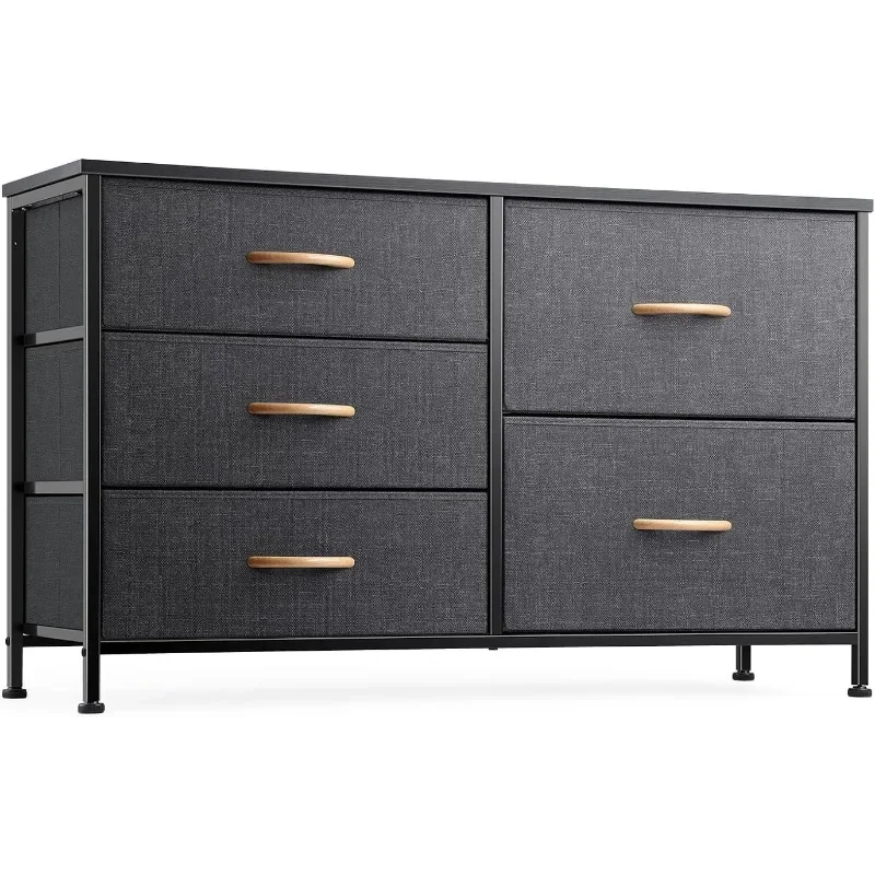 

Dresser for Bedroom with 5 Drawers, Storage Drawer Organizer, Wide Chest of Drawers for Closet, Clothes, Kids