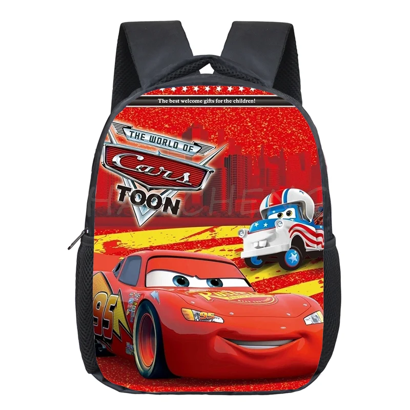 Disney 12 Inch Cartoon Car 95 School Backpack for 1-5 Years Old Boys Children School Bags Kids Kindergarten Backpack Book Bag