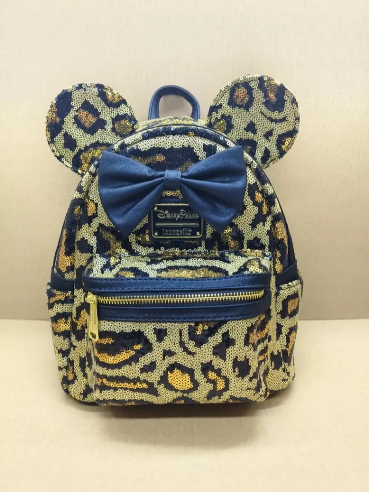

Loungefly Backpack For Women Mickey Bowknot Leopard Glitter Mini Backpack Travel For Woman Fashion Cute Kids Christmas Gift