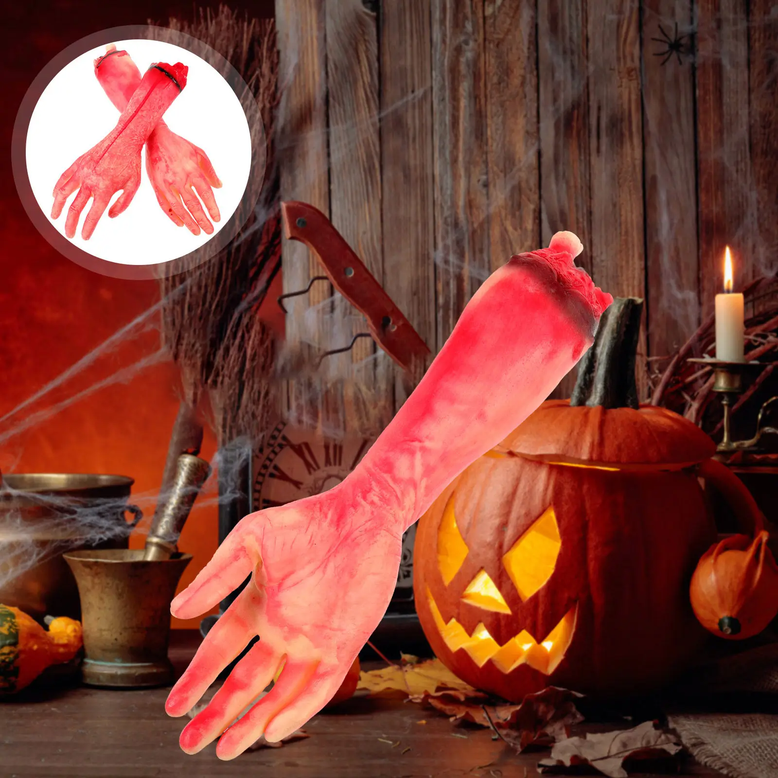 

2 шт. кровавые обезглавленные руки-украшения, реалистичные имитации человеческих рук, многоразовые реквизиты для Хэллоуина, вечеринок и домов с привидениями