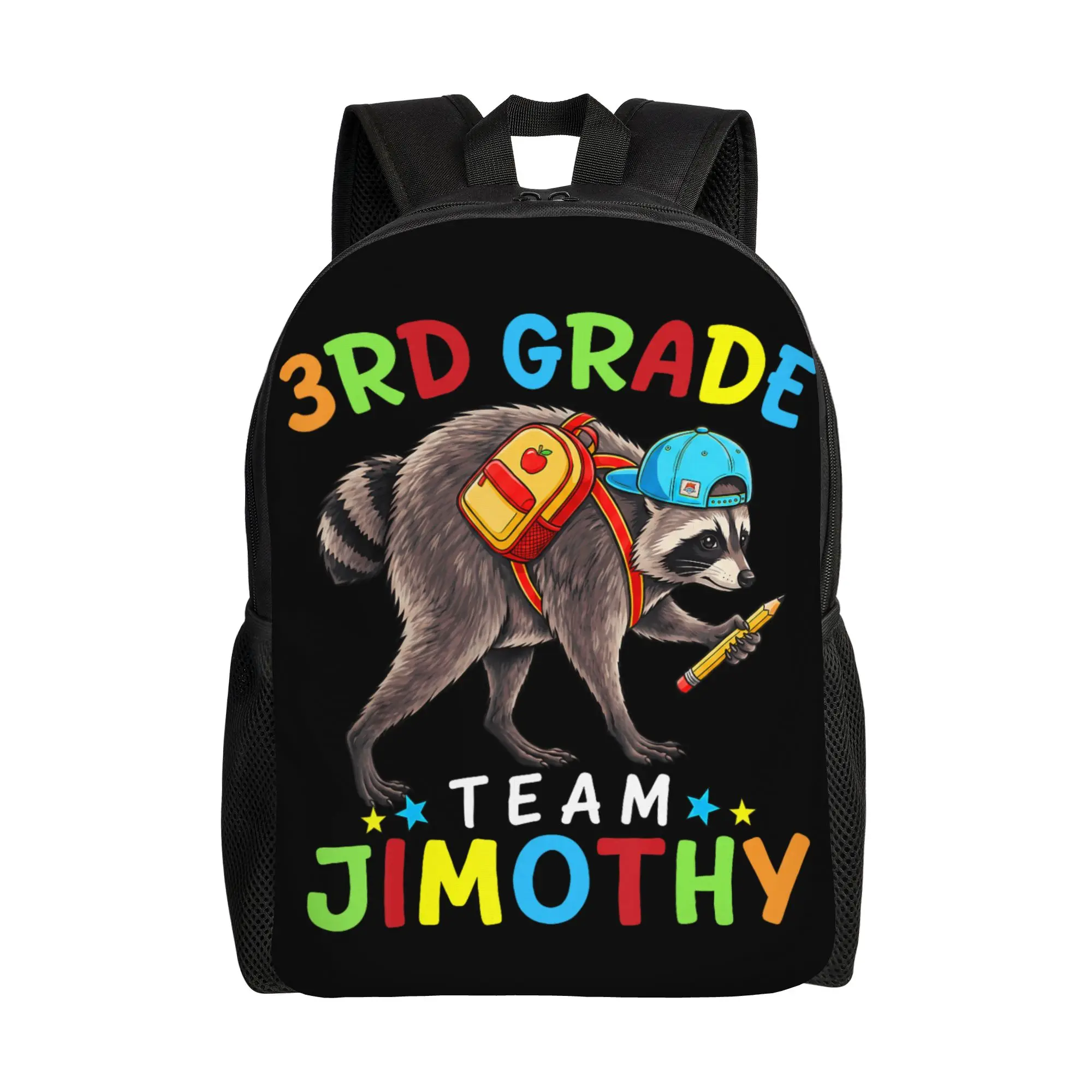 Jimothy Raccoon 3rd Third Grade Team  Backpack  Hiking Backpacks Boy Fun School Bags Colorful Pattern Rucksack