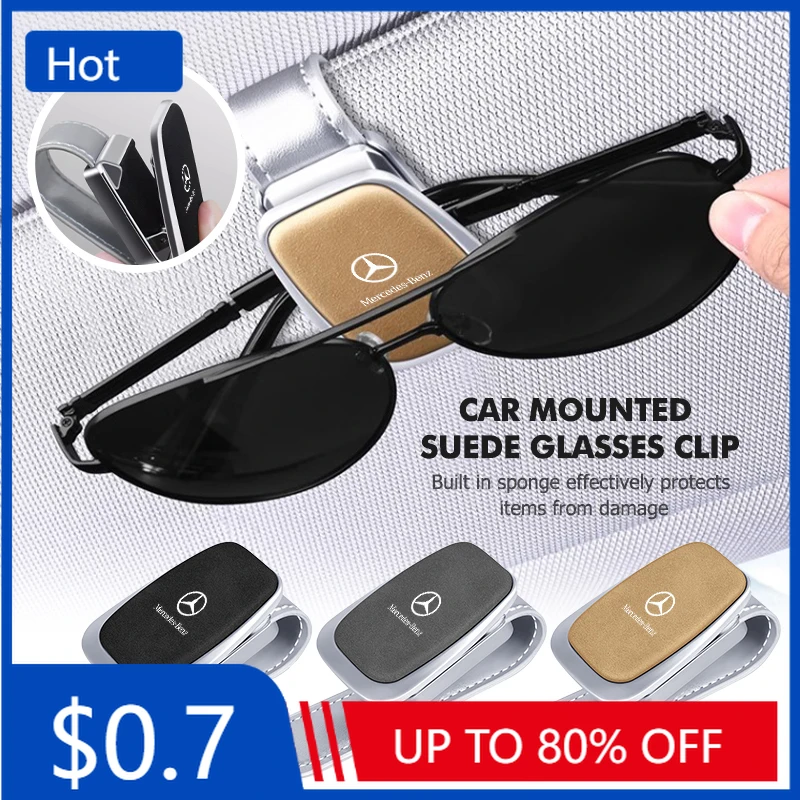 

Car Sticker Car Alloy Eyeglasses Clip Flip Leather Sunglasses Storage For Mercedes Benz W211 W124 W176 W177 C180 C200 C260 C300