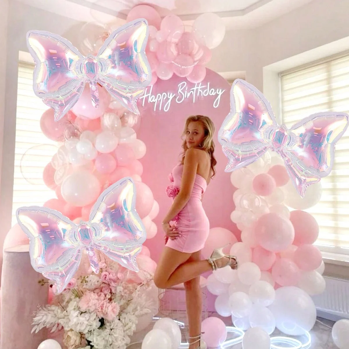 1 szt./3 szt. tęczowe przezroczyste balony z kokardką, ślub, ujawnienie płci, baby shower, przyjęcie urodzinowe, walentynki, rocznica, — zdjęcie 3