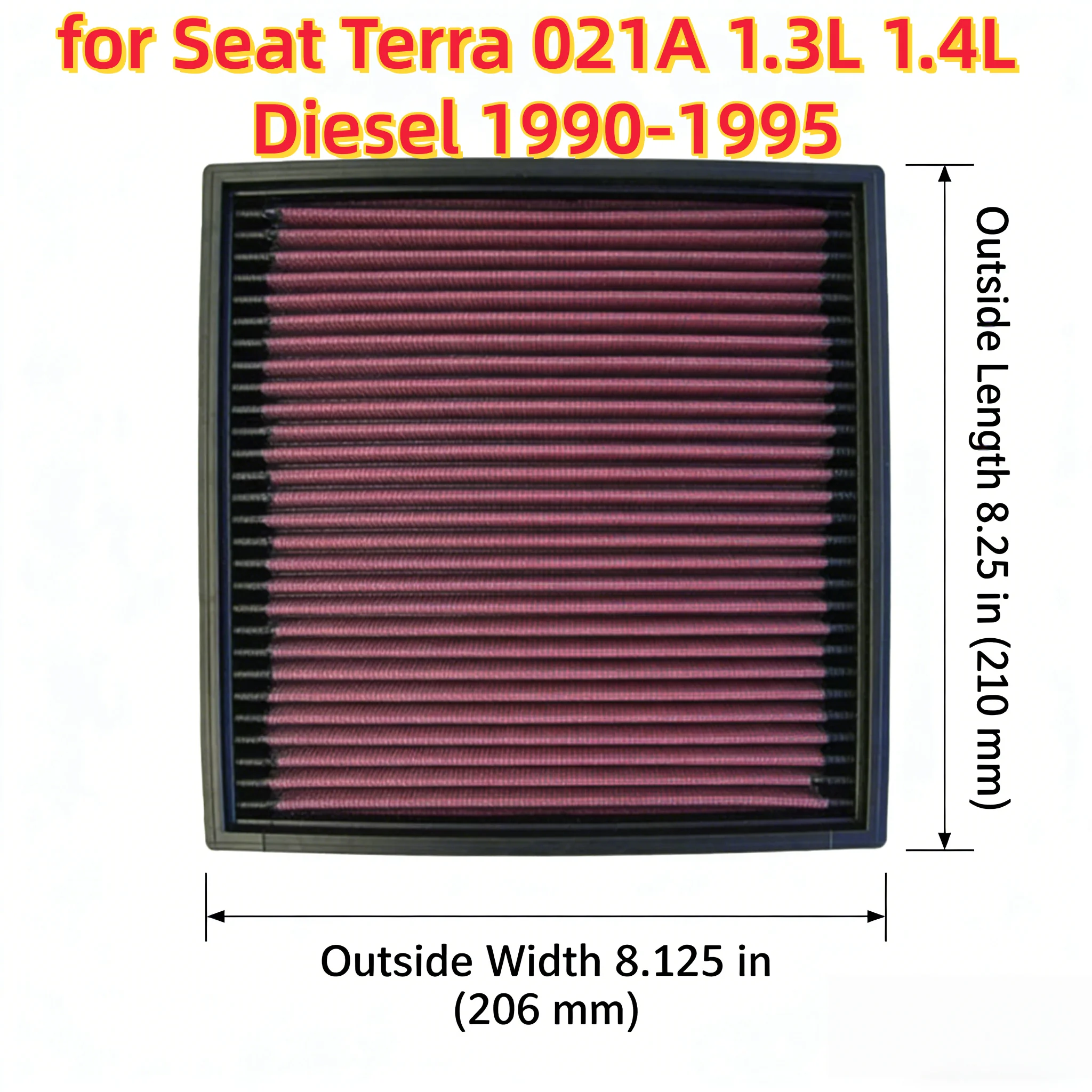 

Воздушный фильтр для Seat Terra 021A 1.3L 1.4L Diesel 1990-1995, увеличивающий мощность двигателя, повышающий экономию топлива, спортивный, моющийся, высокопроизводительный, 33-2003