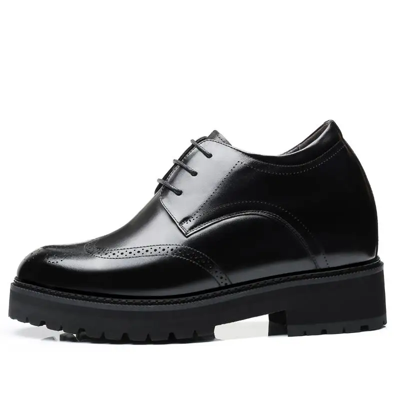 Height Increasing Derby Shoes for Men's Increased 12cm Thick Platform Elevator Dress Shoes Genuine Leather Carved Wedding Shoes