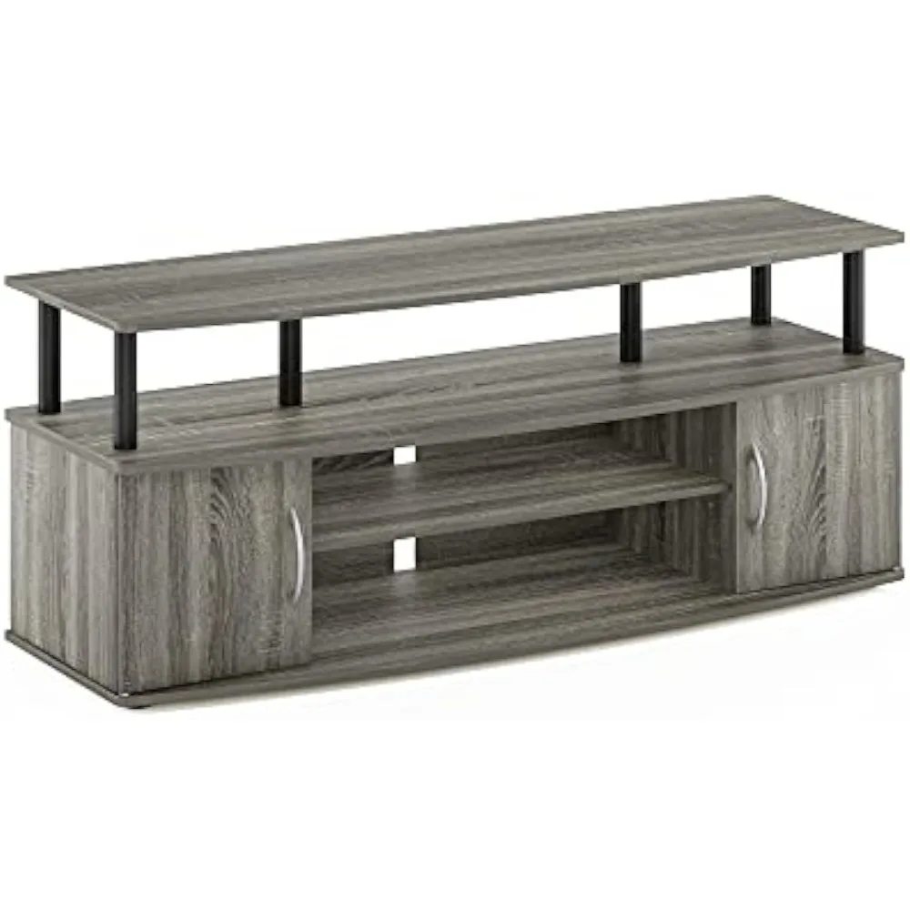 JAYA Large Entertainment Stand for TV Up to 55 Inch, French Oak Grey/Black，47.2 x 15.79 x 19.61 inches