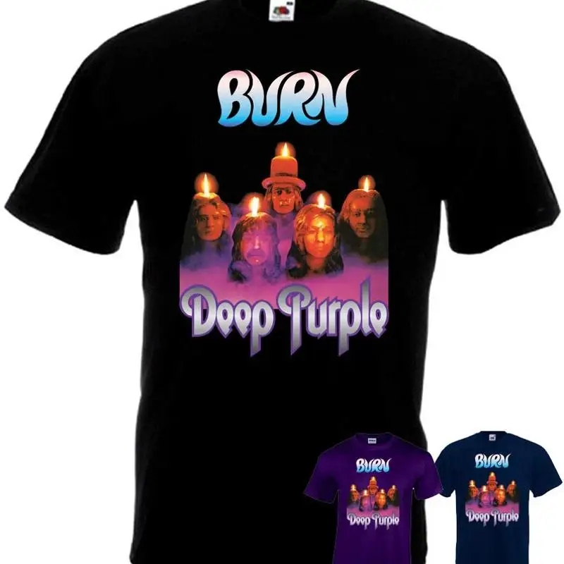 Deep Purple Burn Band Portraits Fiery Logo T-Shirt