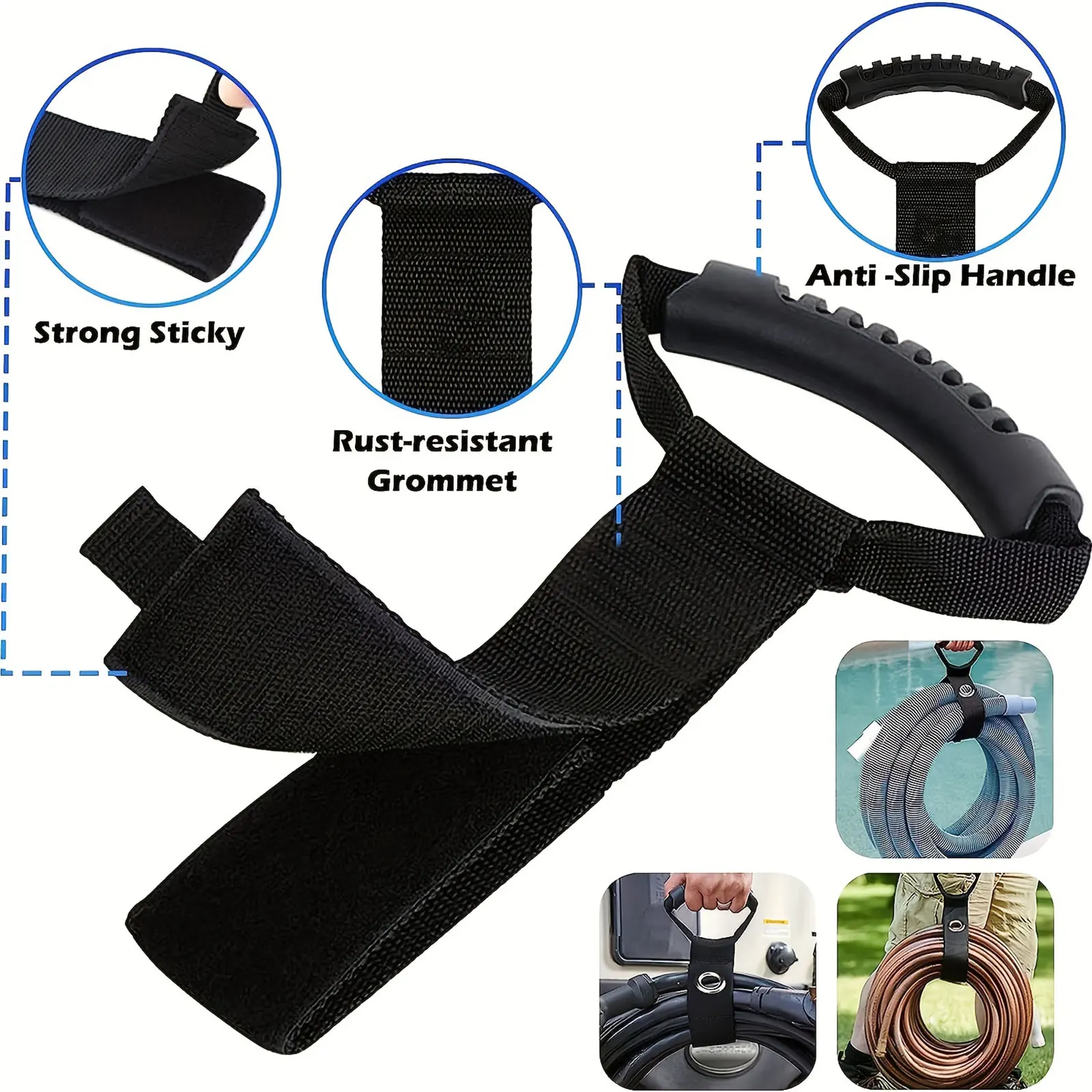 22 inch Black - Storage Straps by Storage -Extension Cord Organizer Vacuum Hose Holder Shop Storage Water Hose Organizer