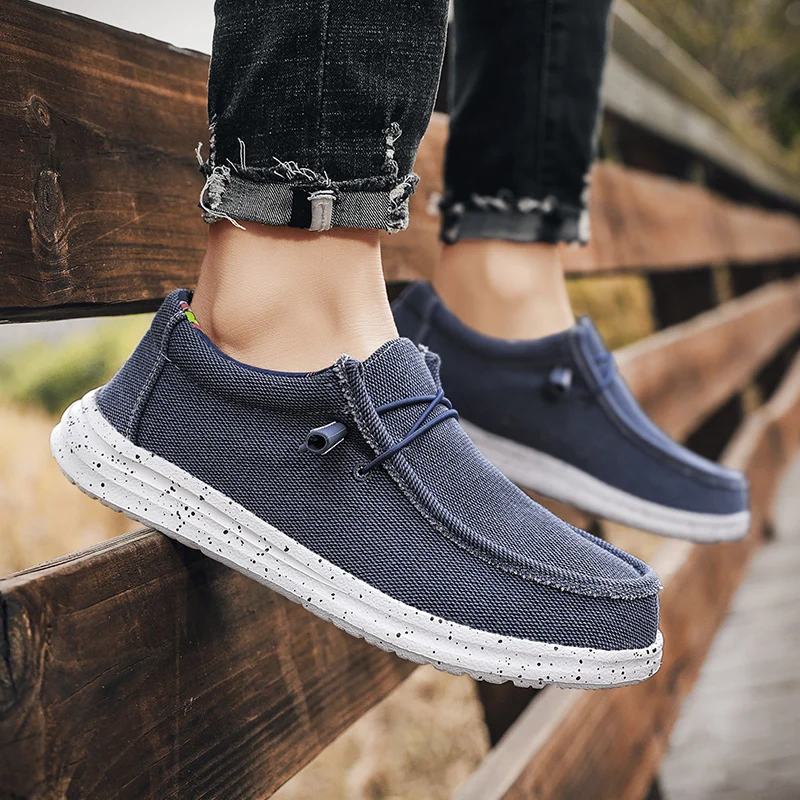 Spring Summer Classic Blue Mens Canvas Loafers Big Size 48 Comfortable Platform Shoes Casual Men Flats Low Shoes Men Espadrilles