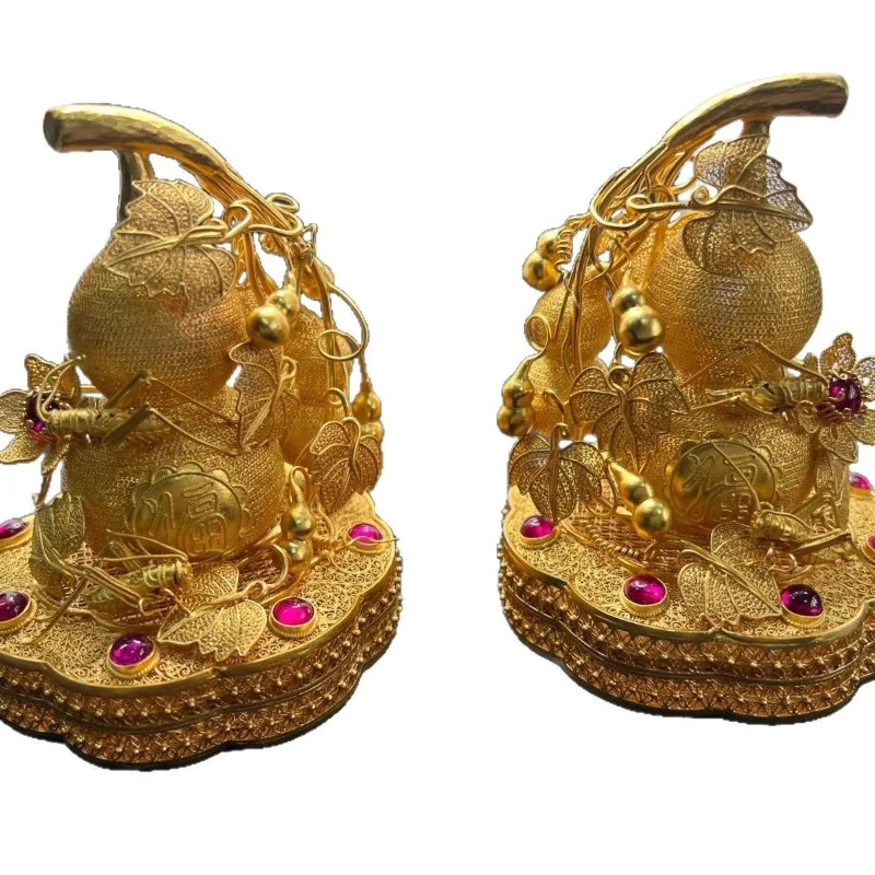 Filament inlaid pure handmade silver-plated handicrafts Jinfu gourd gold and silver ornaments
