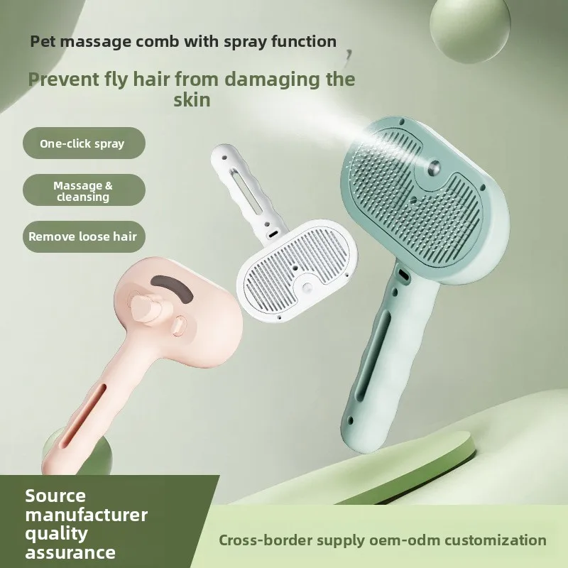 Pet Spray Grooming Brush with Mist Function Anti-Shedding Massage Comb for Cats Dogs Hair Removal Tool, Home Pet Care Tools