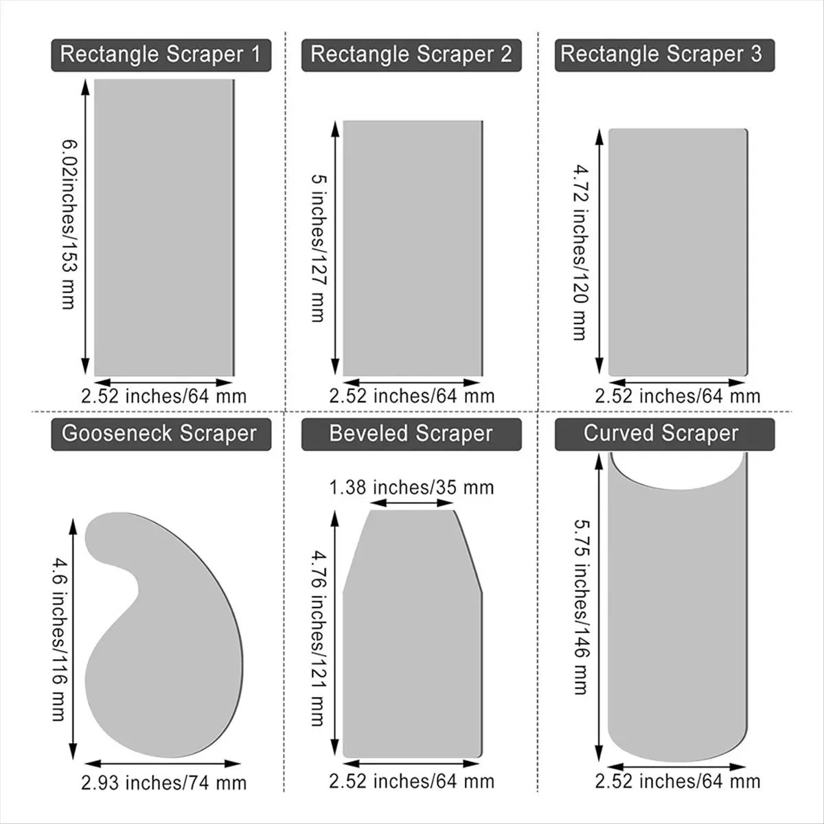 

Скребок для карточек, полировщик и набор скребков для шкафа из 6 предметов для деревообработки карточек, деревообработки, полировки, включает 3 прямоугольника-ABWO