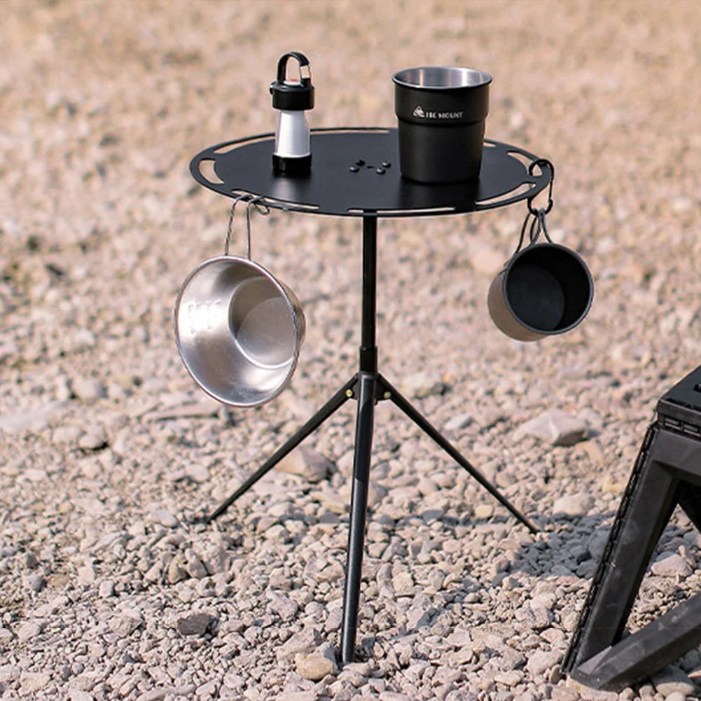 Outdoor Camping Table Aluminum Alloy Table Folding Round Picnic Table With Tripod Storage Bag Camping Side Table