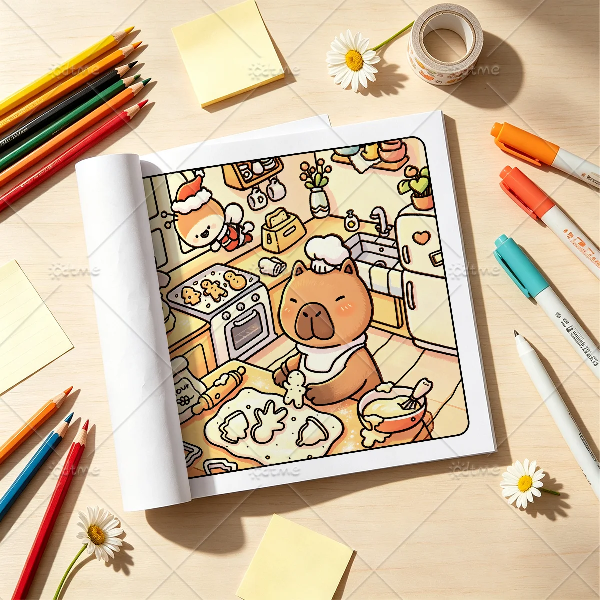 Capybara Adult Coloring Book, Large Print Cozy Funny Capybara Bath Scenes, Stress Relief Relaxing Art Therapy Drawing Book view 6