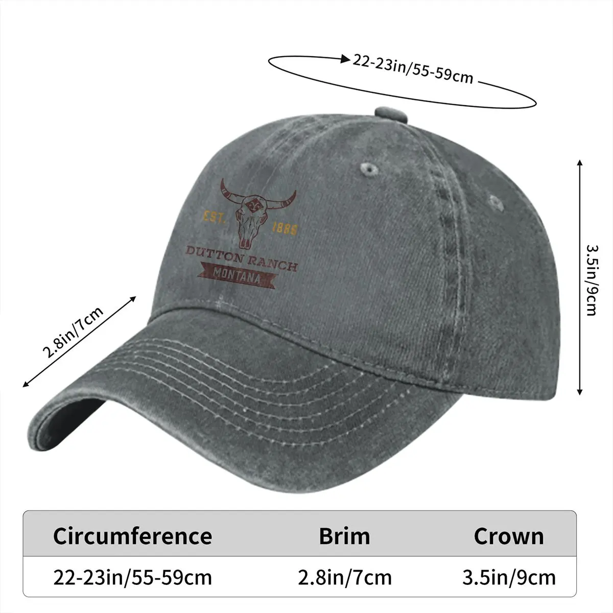 Casquette à visière Pure Document Dad pour femme, chapeau Ranch Montana, tête de mort de bétail, pare-soleil, casquettes de baseball, casquettes à visière, Dutton Ranch, Yellowstones