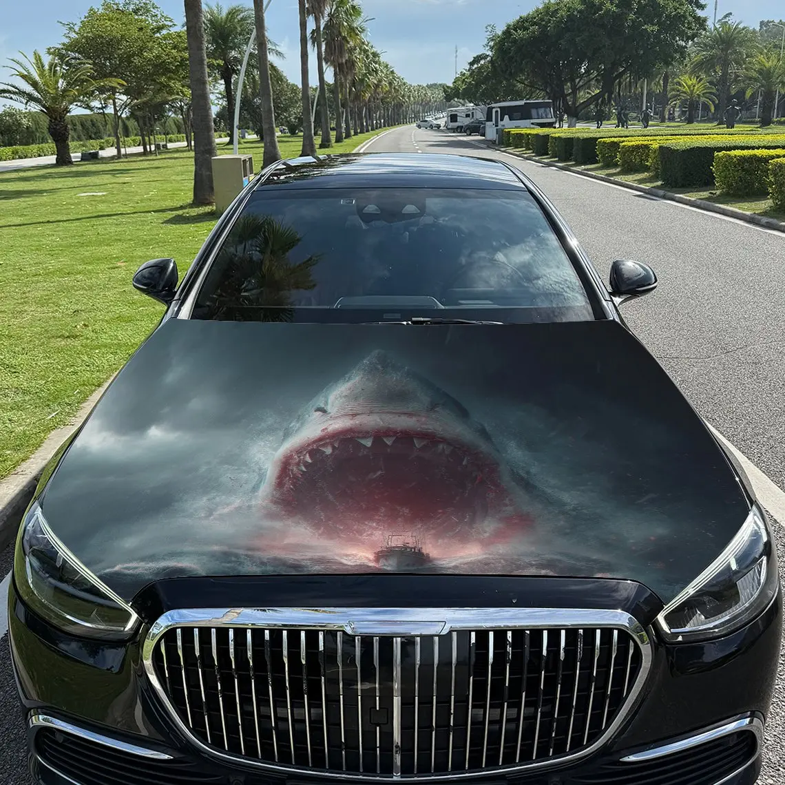 

Ocean Overlord Car Vinyl Wrap, PVC Waterproof Car Hood Sticker, Self-Adhesive Scratch-Resistant Stickers for Engine Cover, Car D