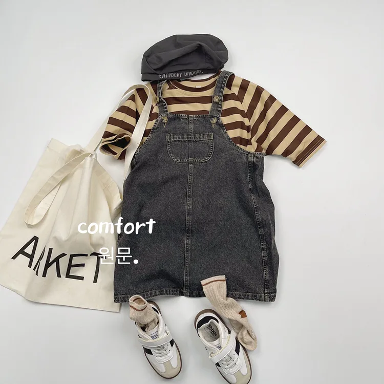 Korean 2024 Autumn Children Baby Boys Shirt Cotton Contrast Striped Raglan Sleeve Toddler Boys Tops Base Versatile Kid Boy Shirt