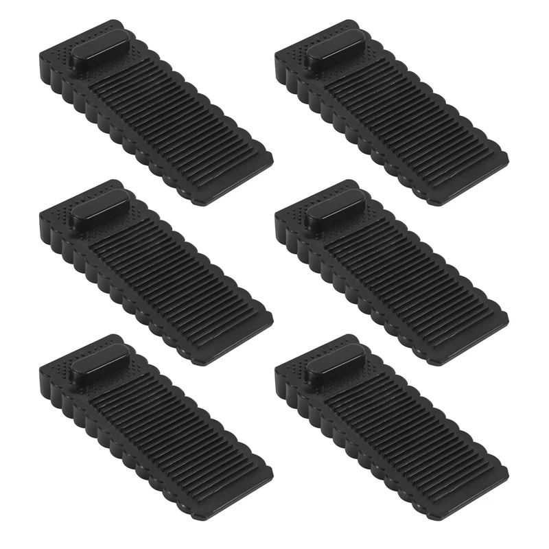 6 Pack Door Stopper Rubber Wedge - Sturdy And Stackable Door Stoppers - Slip-Resistant Rubber Door Stop Works On All