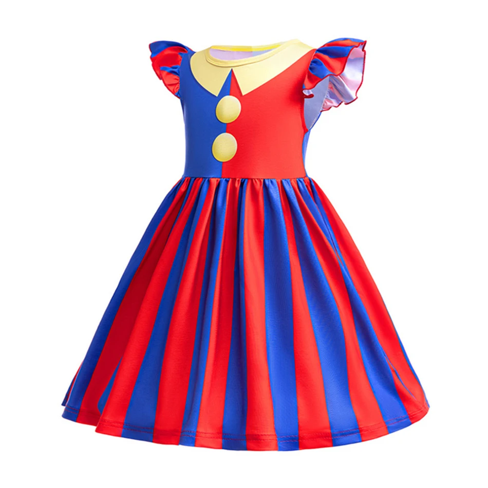 Erstaunliches Zirkus-Cosplay Pomni-Kostüm Mädchen-Clown Bühnenkostüm Kinder Karneval Halloween Party Kleid Geburtstagsgeschenk – Detail 4