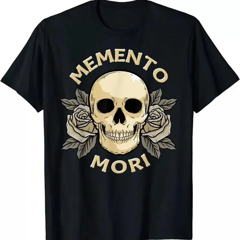 Nouveau T-shirt édition limitée Memento Mori Skull avec citation de la philosophie stoïcienne sur la mort