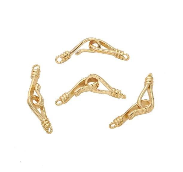 1set Gold Plated Brass Clasps High Quality DIY Nacklace  Fish hook type closing buckle  For Jewelry Making Supplies Wholesale