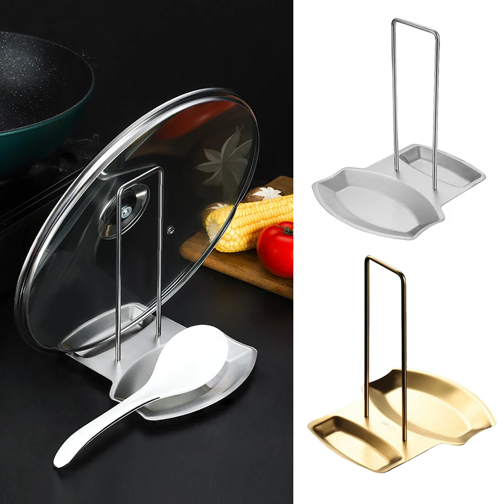 Spoon Stand Pan Cover Shelf Pot Lid Rack Spatula Holder Detachable Multifunctional Stainless Steel With Tray Kitchen Accessories