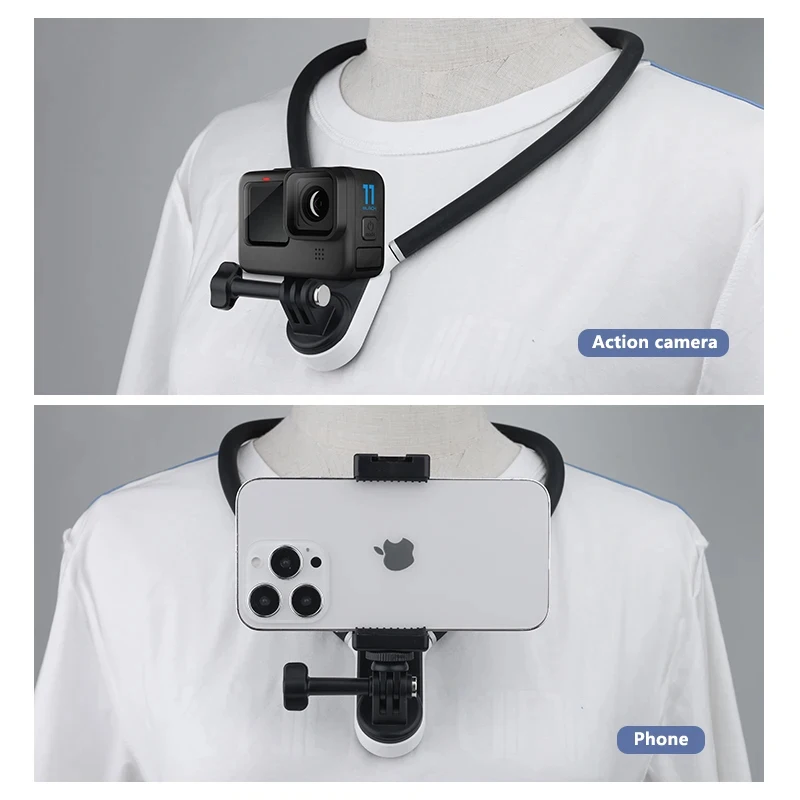 Para DJI Action 3/4/GoPro 11/12/Insta360 X3 cámara deportiva soporte de cuello magnético primeros accesorios de soporte de disparo Pperspective