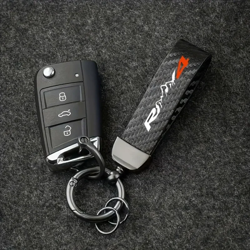 Hochwertiger Schlüsselanhänger mit Carbonfaser-Muster und Anti-Verlust-Verschluss für RAV4-Autoteile. Schöner und stilvoller Schlüsselanhänger. – Detail 7